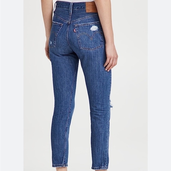 Levi’s Women’s 501 Skinny Sansome Winter Dark Wash Destruct Jeans Size 27 - Picture 3 of 16